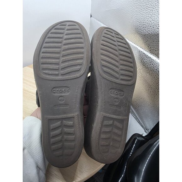 Crocs Patricia Wedge Sandal Women 10 Brown Slip On Casual Comfort Strappy Summer - Picture 7 of 8